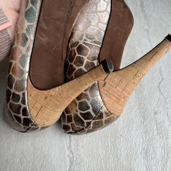 ** Donald J Pliner Metallic Linen & Cork Heels RIDA2 RIDA 2 Women’s 6.5 Pumps - Picture 8 of 12